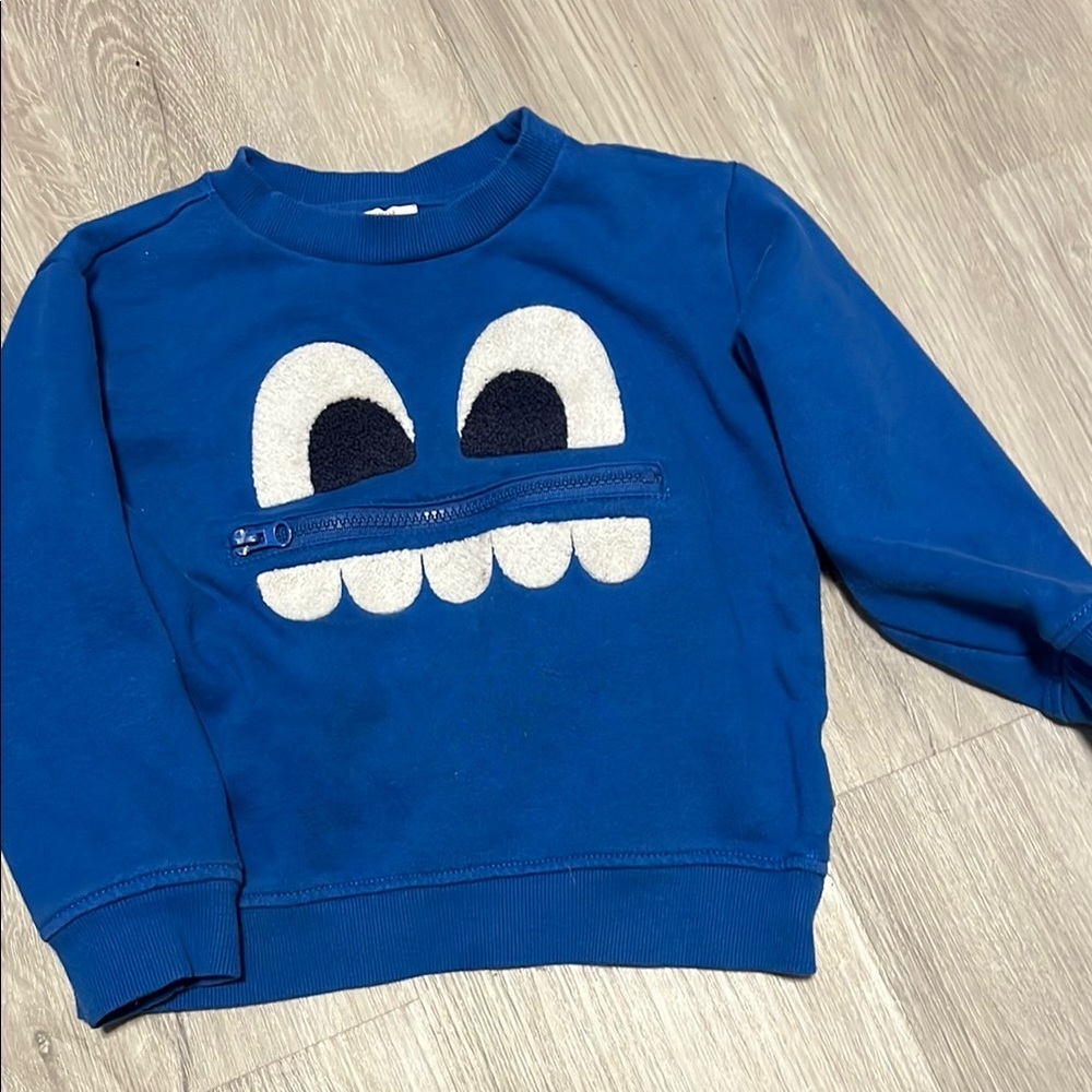 Blue Kids Sweatshirt with Fun Face Design